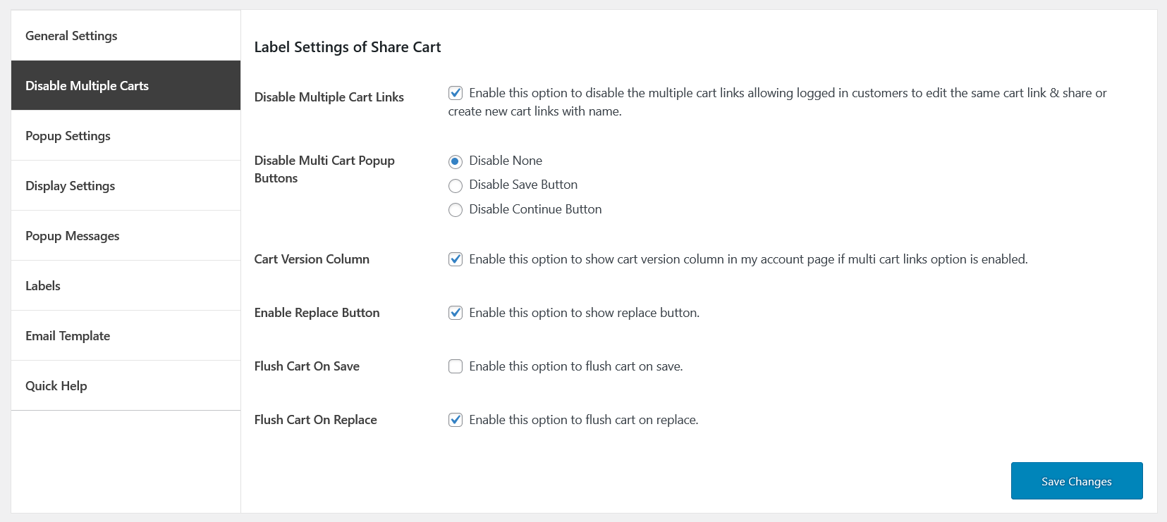 save and share cart disable multiple carts