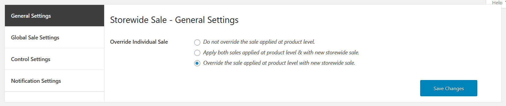 storewide sale for woocommerce general settings